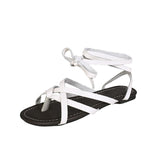 Women Open Toe Sandals Flats Summer Fashion Cross Lace-up Casual Sandals for Women