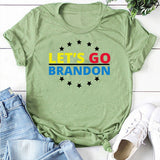 Let's Go Brandon T Shirt Printed Short-Sleeved T-shirt Women's Loose Cotton Top