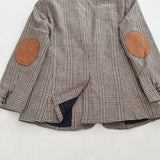 90S Fashion Autumn Wool Retro Coffee Color Series Plaid Small Suit Patch Casual Coat for Women