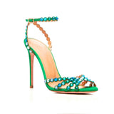 Nude Block Heel Peep Toe Stiletto Sandals