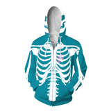 Skeleton Varsity Jacket Printed 3D Hoodie Hoodie