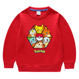 Children Pokemon Pikachu Hoodie round Neck Sweater Cotton Neutral