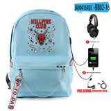 Stranger Things Hellfire Club Backpack Anime Peripheral Stranger Things Backpack Travel Bag USB Charging