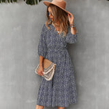 Emery Rose Dresses Waist Slimming Autumn And Winter Large Swing Floral Skirt