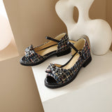 Flat Dress Sandals Summer Low Heel Peep Toe Bow Buckle Sandals