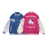 Baby Blue Varsity Jacket Baseball Uniform Men's and Women's Bear Jacket Autumn