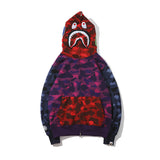 WGM Closing Shark Head Color Stitching Hoodie Fall Winter Coat