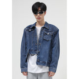 Paisley Denim Jacket Men's Spring Short Jeans Jacket Men