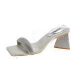 Nude Block Heel Peep Toe High Heel Transparent Sandals
