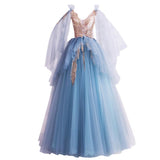 Women'S Evening Dress Ball Gown Princess Quinceanera Wedding Dresses Fashion Blue Dinner Party Stage Performance Dress