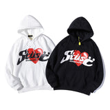 Stussy Hoodie Autumn and Winter Letters Heart Printing Velvet Padded Hooded Sweatshirt Casual