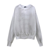We11 Done Sweatshirts Autumn and Winter Gray Embossed round Neck Sweater for Men and Women