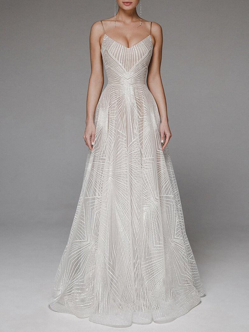 Bridesmaid Dress Spring/Summer Women'S Long Dress Sexy Strap Embroidered Sleeveless Dress Gown