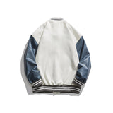 Varsity Jacket Vintage Men's Autumn Coat Campus Color Contrast Patchwork Baseball Collar Casual Jacket