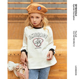 White Color Contrast Tops Children Girl's Spring Clothes