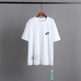 Off Whtie T Shirts Distressed Arrow Print Male And Female Trendy Brand Short Sleeve