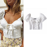 90S Fashion French Style Vintage Court Style Bow Tie Puff Sleeve Top Summer Chiffon Shirt