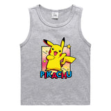 Children Pokemon Pikachu T Shirt Cotton Leisure Sports Sweat-Absorbent Vest