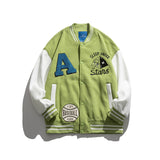 Blue Varsity Jacket Autumn Color Matching Printed Jacket