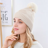Women Winter Hats Women Winter Woolen Hat Solid Color Warm plus Fluff Knitted Hat