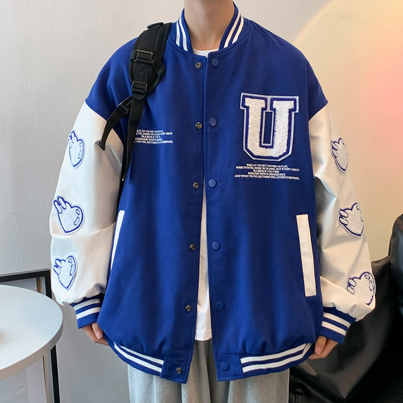 Alaska Varsity Jacket Baseball Uniform Stitching Loose Hip Hop Jacket Men's Jacket