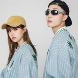 Varsity Jacket Vintage Autumn Men's Jacket Campus Artistic Style Loose Couple Striped Denim Jacket