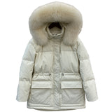 Women Winter Coats Puffer Jacket Down Coat Down Jacket Women 'S Short Drawstring Thickened Hooded Large Fur Collar Coat