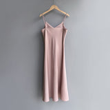 Satin Dress Satin French Strap Dress Women's Summer Long Inner Skirt