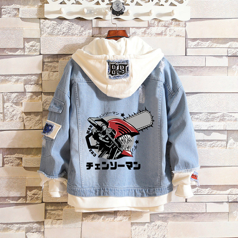 Comic Denim Jacket Anime Leisure Men's and Women's Coats Denim Jacket