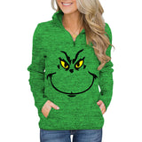 Grinch Hoodie Olive Green Long Sleeve Women's Hoodie Sweatshirt