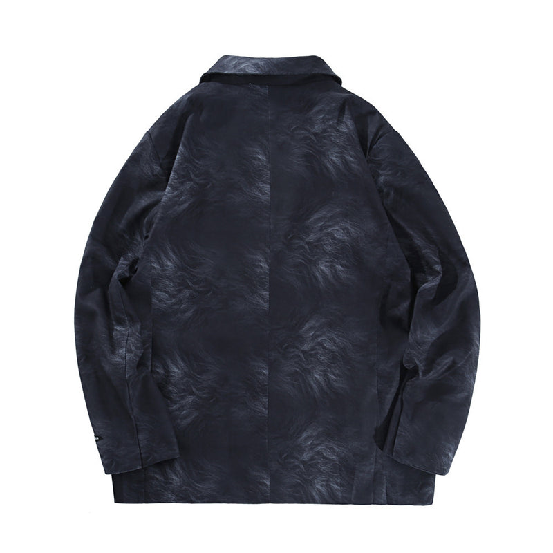 Men's Casual Suit Man Blzer Dark Tie-Dye Printed Blazer Men's Loose Lapels Jacket Casual Small Suit