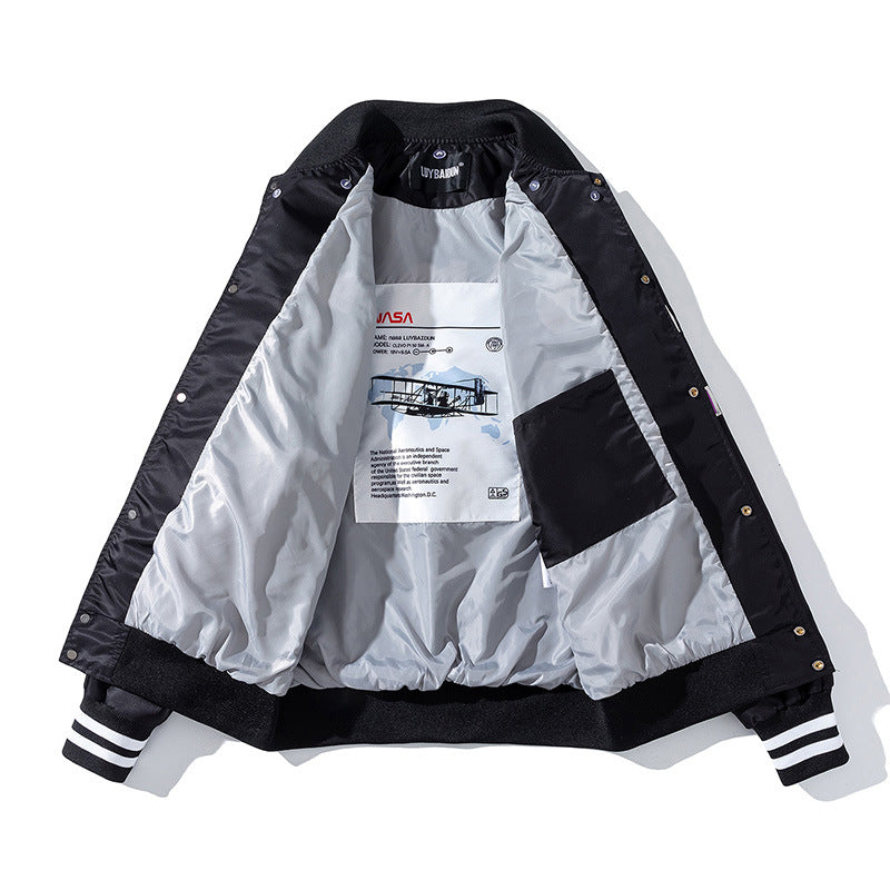 Orange Varsity Jacket Baseball Uniform Men's Spring Thin Hooded Hiphop Couple Coat Jacket