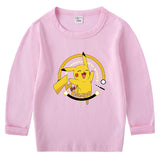 Children Pokemon Pikachu Hoodie Children's Cotton T-shirt for Spring and Autumn