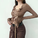 Music Festivals Rave Outfits Girls Tops Spring and Summer Women's Clothing Fashion Long Sleeve Sexy