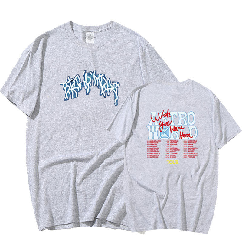 Travis Scott Astroworld Shirt T-shirt Fashion Men's and Women's Short-Sleeved Top