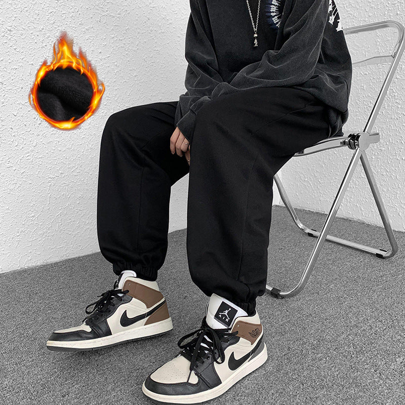 Men Pants Autumn and Winter Solid Color Casual Pants Men's Loose Sports