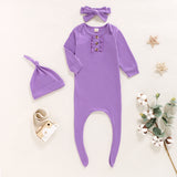 Knotted Baby Gown-Cartoon Long Sleeve Pullover Casual One-Piece Pink Pajamas