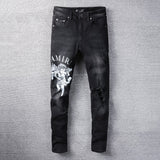 Amiri Jeans Casual Hip Hop Painted Slim Jeans Men