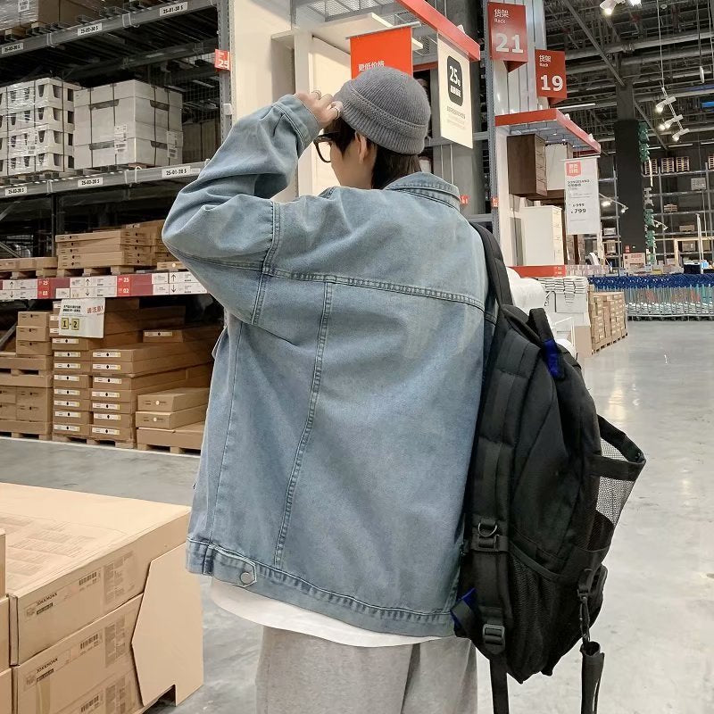 Men Denim Jacket Spring and Autumn Vintage Denim Jacket Men's Jacket