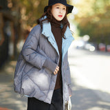 Women Winter Coats Puffer Jacket down Coat Vintage Stand-up Collar down Jacket Female Loose Stitching Drawstring
