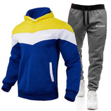 Balmain Hoodie & Sweatpant 2 Piece Set Men's Casual Patchwork Sweatshirt Hoodie Trousers Sports Suit Autumn and Winter