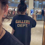 Gallery Dept T Shirts Rose Skull Washed-out Vintage Short Sleeve T-shirt Men and Women Half Sleeve