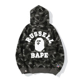 Shark Print Jacket Camouflage Male And Female Couples Wear Plus Size Loose Pullover Hoodie Sweater