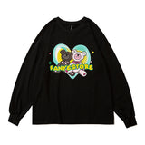 Mens Fall Outfits Long-Sleeved T-shirt Men's Heart Printing Top Loose Clothes