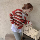 Preppy Aesthetic Sweater Spring and Autumn Vintage Stripe Loose Sweaters
