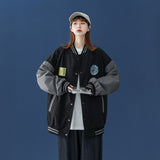 Blue Varsity Jacket Baseball Uniform Women's Spring and Autumn Retro Easy Matching Jacket Coat Top