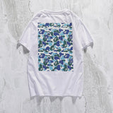 Shark Print T Shirt Casual White Letter Crew Neck Summer Pullover Short Sleeve T-Shirt