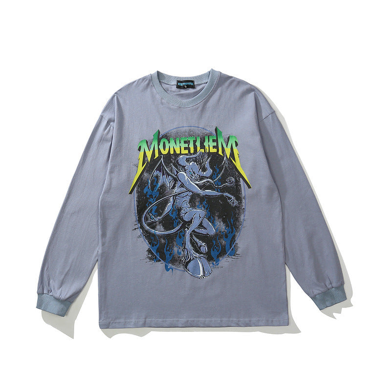 Mens Fall Outfits Printed Men's and Women's Long Sleeves T-shirt Loose Casual Top Sweater