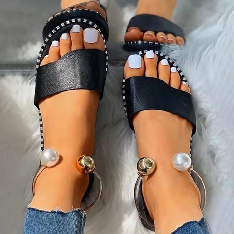 Women Open Toe Sandals Flats Large Size Summer Flat Casual Sandals