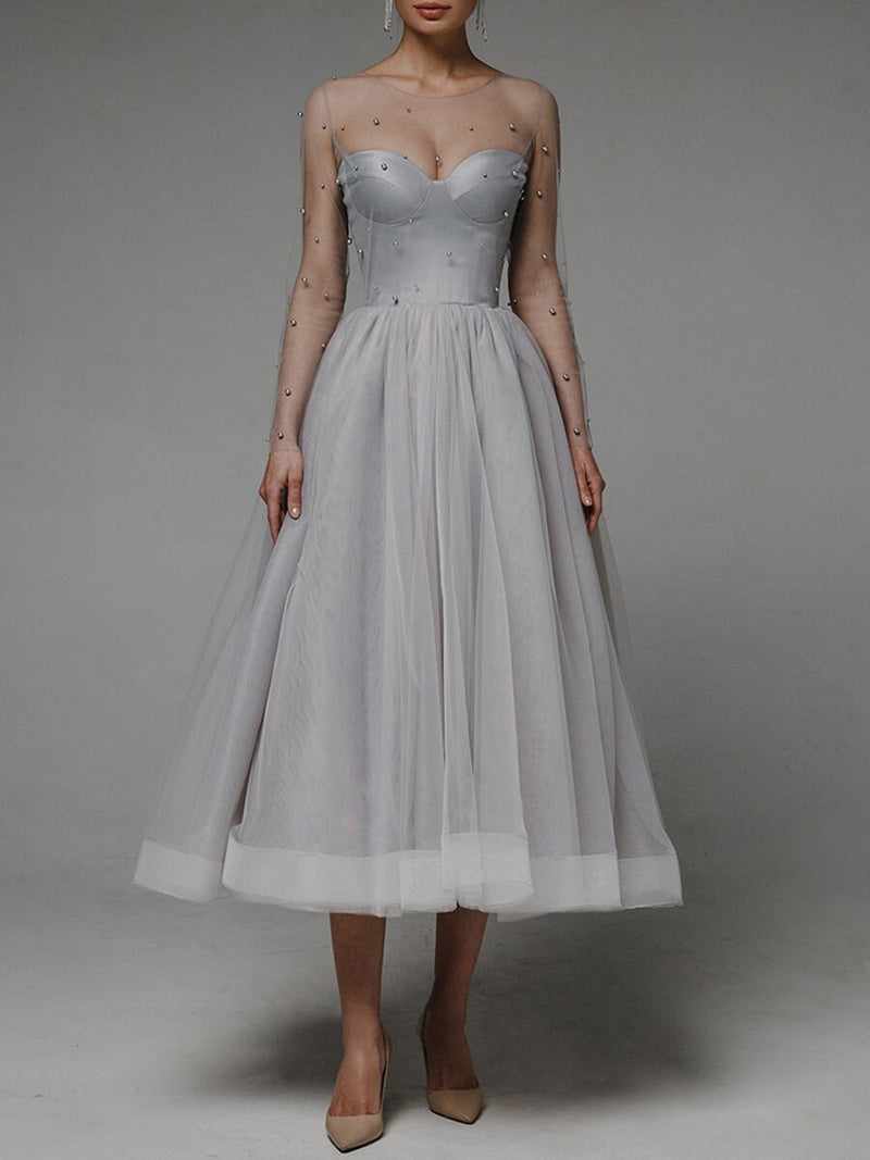Bridesmaid Dress Spring/Summer Women'S Sexy Tube Top Pearl Swing Dress